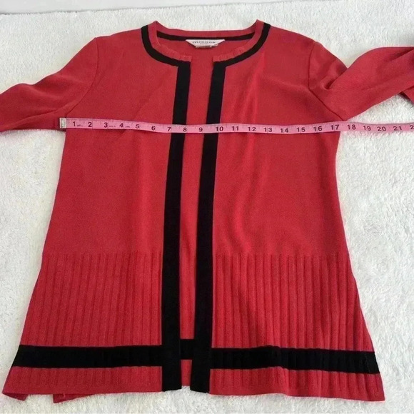 EXCLUSIVELY MISOOK Open Front Knit Cardigan Sweater Black Red Sz xS - Picture 10 of 11